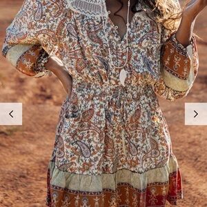 Elegant Paisley Long Sleeve Dress